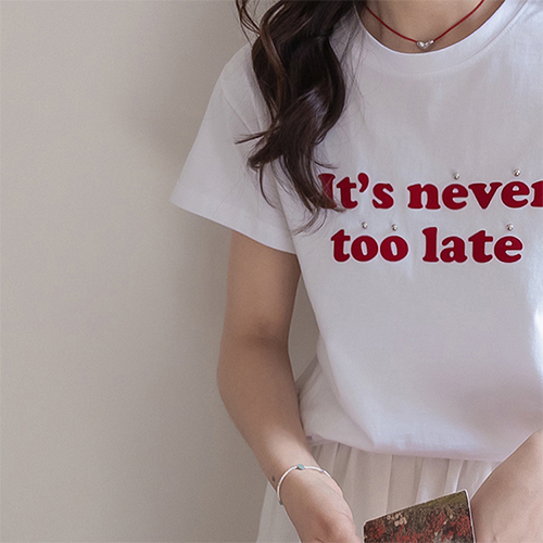 デュリスレタリングプリントスタッド装飾シルケットティーシャツ [size:F(55～66)]