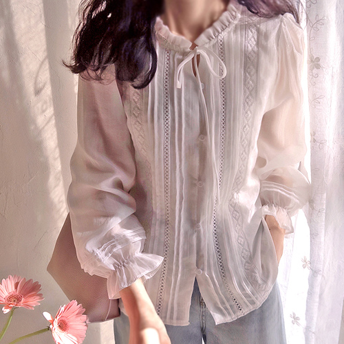 [一時品切れ][LABEL]リケルドラブリー春花 アンピンタック 洗練美 ブラウス [size:F(55～66盤)]