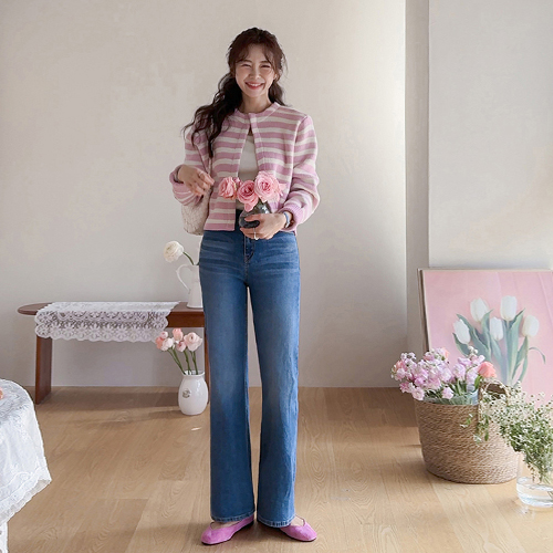 セイルンラブリー配色ストライプカーディガン [size:F(55～66)]