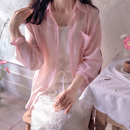 【春身賞20%割引】 <FONT color=#5a3954>MADE LIN</font>テンセルポケット 風サランスプリング&日光遮断ブラウス