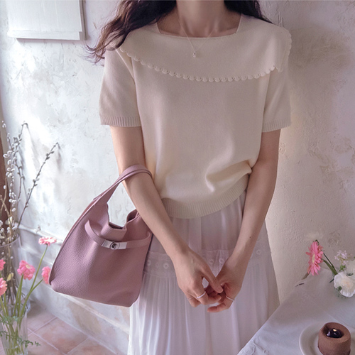 ジュリアスラブリー斜線波カラー 柔らかい伸縮ニット[size:F(55～66)]