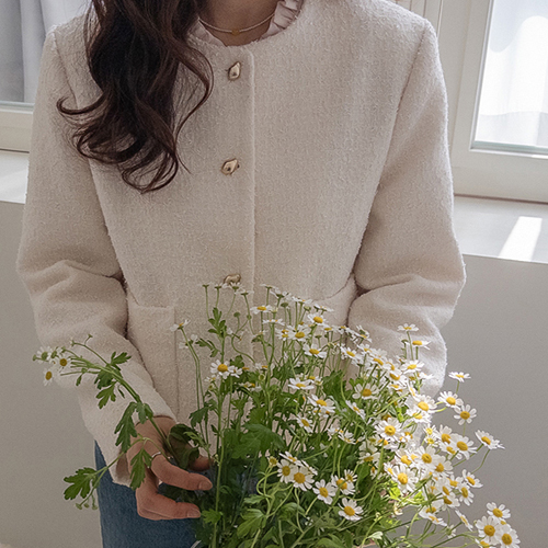 アンヌゴールドボタンポイント ラウンドネックツイードジャケット [size:F(55～66)]