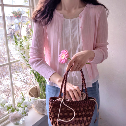 ステファニー ビスコース パステルゴルジパターン スリムフィット カーディガン[size:F(55～66)]