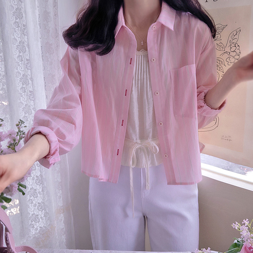 デニア爽やかな春STアンポケットボタンポイントブラウス[size:F(55～66)]