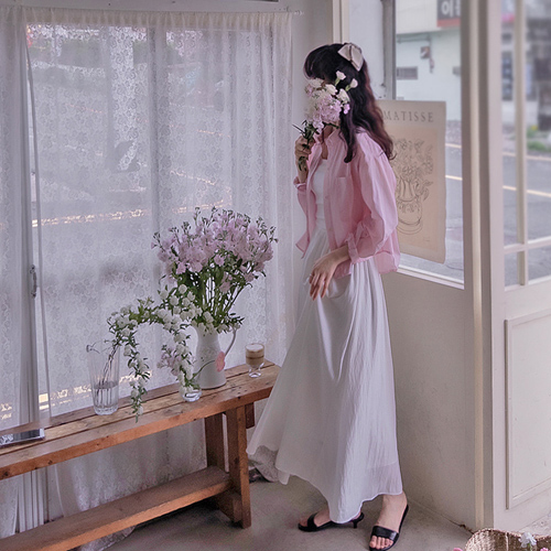 サンディア ショルダーストラップバンド チャールフィット エレガントなワンピース[size:F(55～66)]