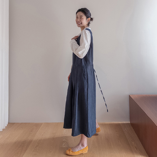 ニューイズン スリムシルエット ザンザンセロ決 デニム ロングワンピース [size:F(55～66)]