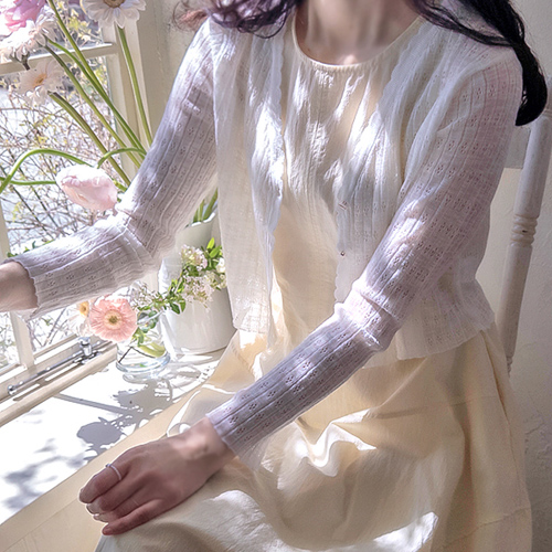 ロイパンチングウェーブネックビスコースラブリーカーディガン[size:F(55～66)]