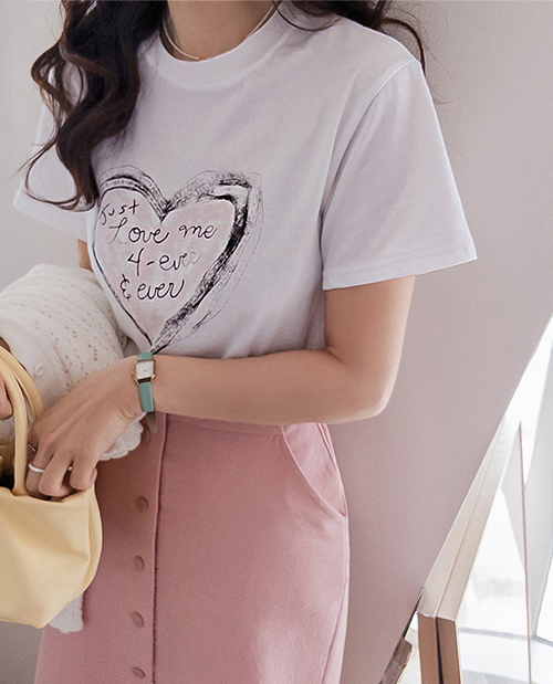 ロハツデイリーハートプリント半そでTシャツ [size:F(55～66)]