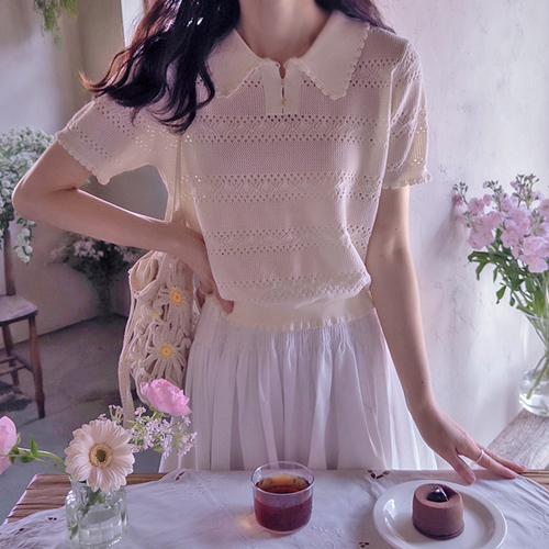 アンナパンチングラブリーウェーブカラーで快適なスパンニット[[size:F(55～66)]