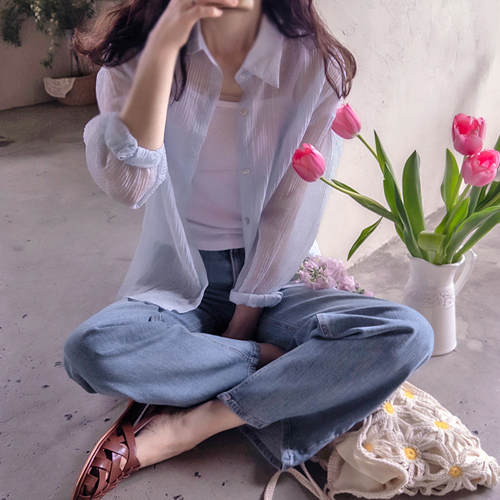 ハートザ犬ボタン リンクルテンセル サマー＆スプリングサルアンタテム ブラウス[size:F(55～66)]