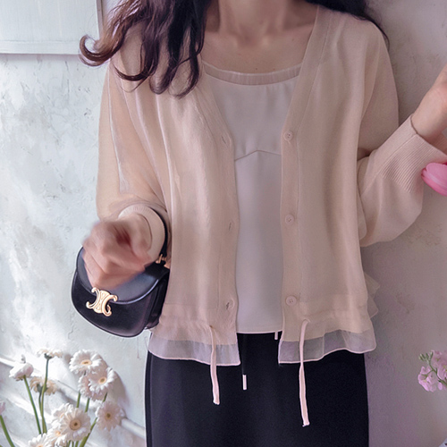 シュレイク シーツルー 下段配色 サマー柔軟 カーディガン[size:F(55～66)]