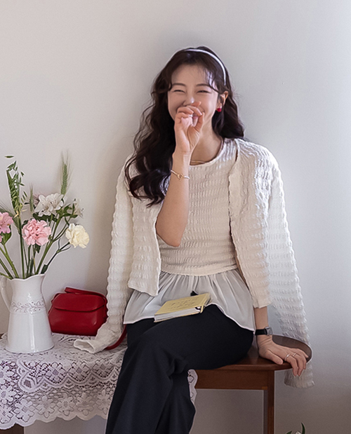 [ナシカーディガンSET] ロベネ チュッツスパン シフォンプリルナシ エリフィット カーディガンセット[size:F(55～66)]