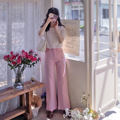 テイクンソフトプレートサムウォッシュリンクスリムバンドパンツ[size:S,M,L]