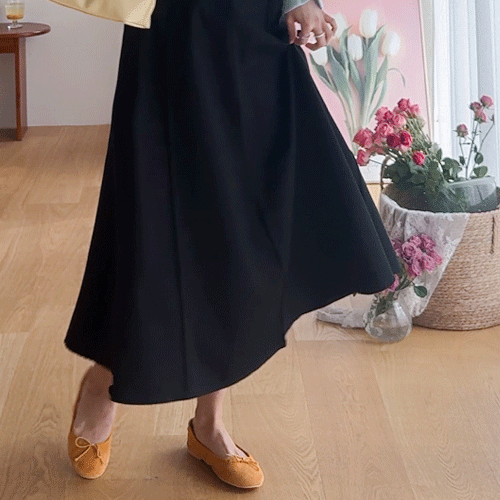 レジュピンタック ウエスト裏バンディング Aライン フルコットン ロングスカート [size:F(55～66)]