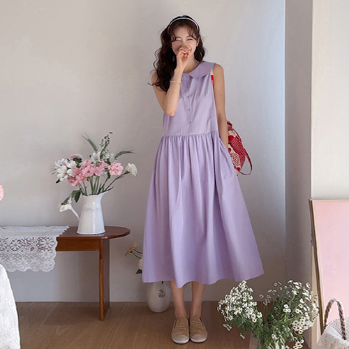 ジェドオ 可愛らしいラウンドカラー ナシワンピース [size:F(55～66)]