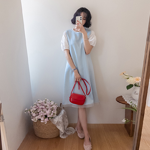 ヘルチン爽やかツイードAラインシルエットワンピース [size:F(55～66)]