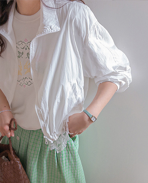 【軽くて涼しい/日光遮断】マレンヌ梅雨までレース防風ジャンパ [size:F(55～66盤)]