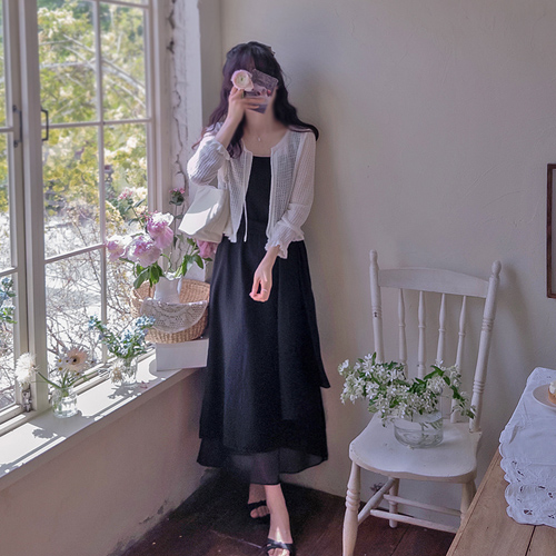 アンディ配色 サマーヨール スカーフセット ワンピース[size:F(55～66)]