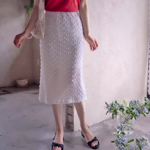 ジェイソン立体的パターン チック得スパン メッシュバンドスカート[size:F(55),L(66～77)]