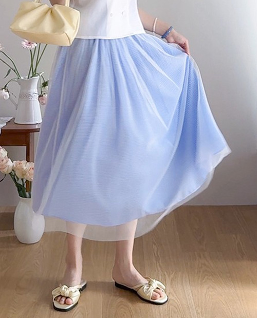 [両面着用可能/ポイントルック] フローブバンディングチェック 豪華なシャースカート [size:F(55～66)]