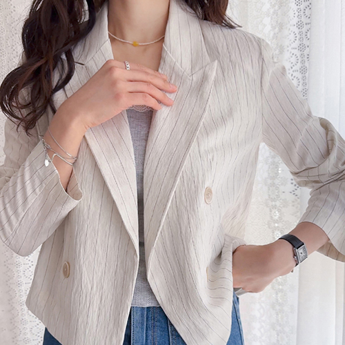 バロンド ザンザンストライプ ナチュラルリネンジャケット [size:F(55～66)]