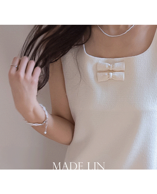 [D-5先着順限定数量15%特典] <FONT color=#5a3954>MADE LIN</font>メロビー プチダブルリボン 袖なしワンピース[size:F(55～66)]