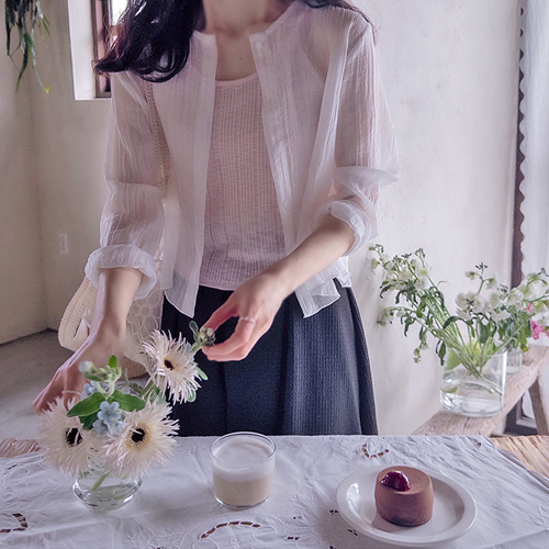 サマー日光遮断 リンクルテンセル サマー＆スプリングブラウス[size:F(55～66)]