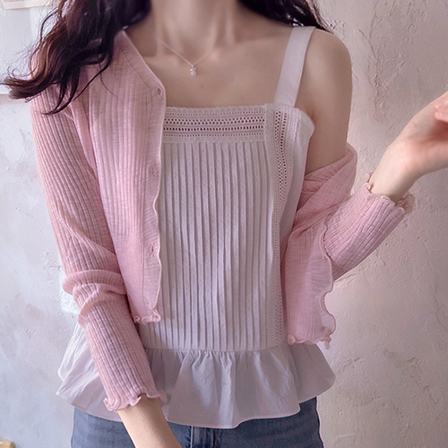 [新特価15%割引] <FONT color=#5a3954>MADE LIN</font>ジェナレース ミニパンチング刺繍 タンタンヨリフィット ナシトップ [size:F(55～66)]
