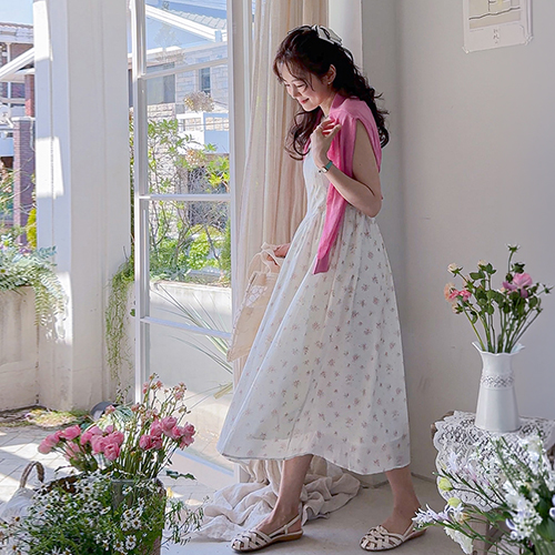 【D-3先着順限定数量15%特典】陰々たる残花パターンデュスモークバンディングラブリーAラインワンピース[size:F(55～66)]