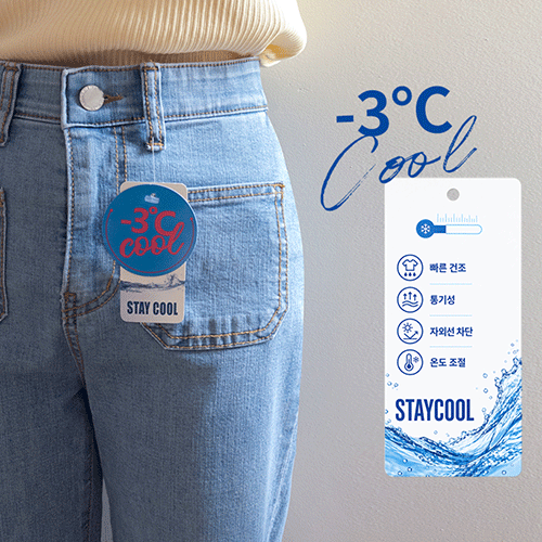 [-3COOL]ケイティステイクルフロントポケットディテールセミワイドデニムパンツ[size:S,M,L,XL]