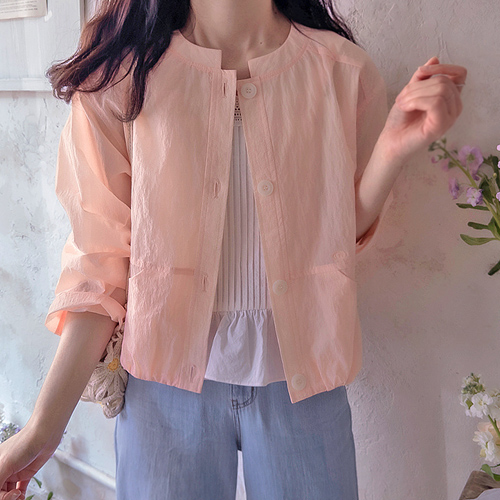 【新特価15％割引】 <FONT color=#5a3954>MADE LIN</font>シュロビン ラウンドネック サマー防風かわいいジャケット【size:F(55～66)】