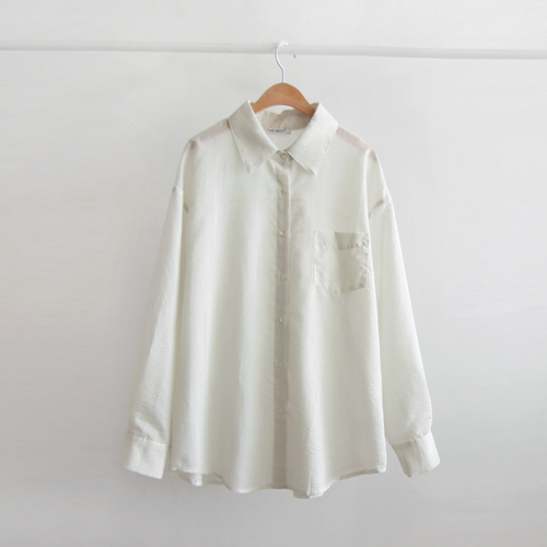 ポケットストライプサマー＆スプリングデイリーブラウス[size:F(55～66)]