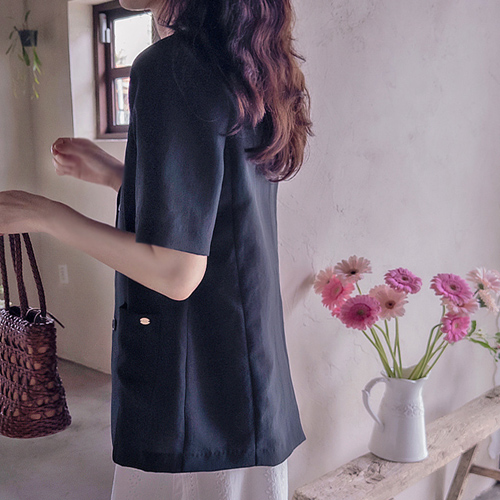 [新特価15％割引] <FONT color=#5a3954>MADE LIN</font>アンドラックス ヨリールーズフィット サマーシウォン半袖ジャケット[size:F(55～66),L(77)]