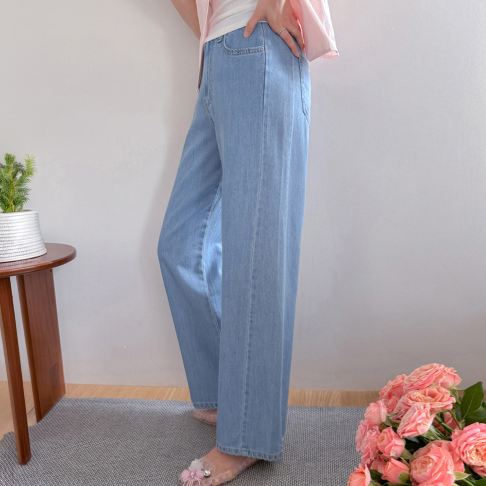 デリオン 軽くて柔軟な横切開 ワイドフィット デニムパンツ [size:S,M,L]