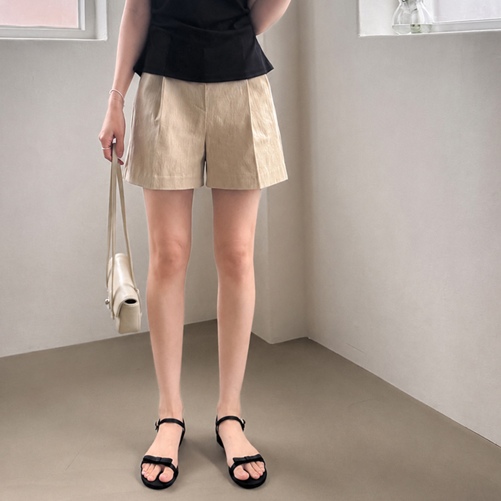 ルテラ クラシック ハイウエスト ピンタック Aライン 4部 ショートパンツ [size:S,M,L]