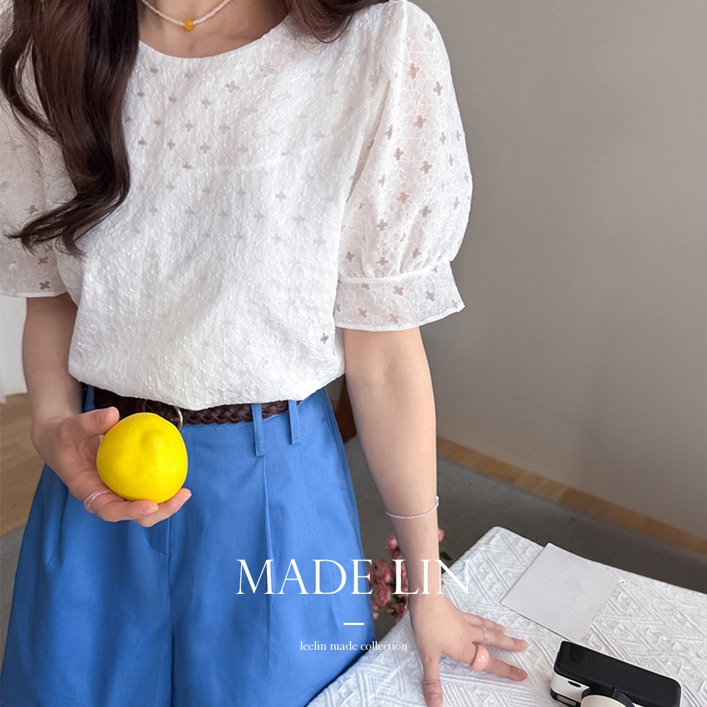[新賞特価5千ウォン割引]MADE LINベリアエンボス加工ラブリーブラウス[size:F(55～66)]