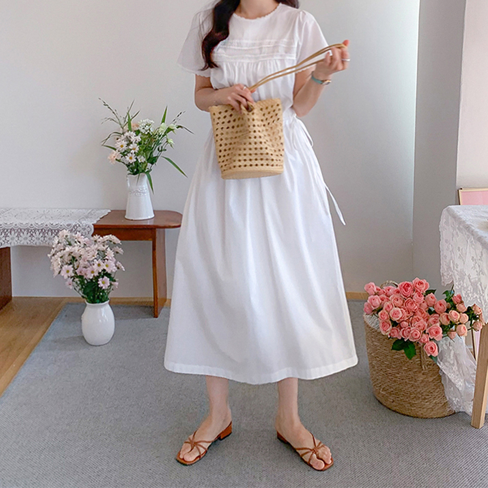 [新賞特価1万ウォン割引] <FONT color=#5a3954>MADE LIN</font>ラディネバティックバイオレースストリング ワンピース[size:F(55～66)]