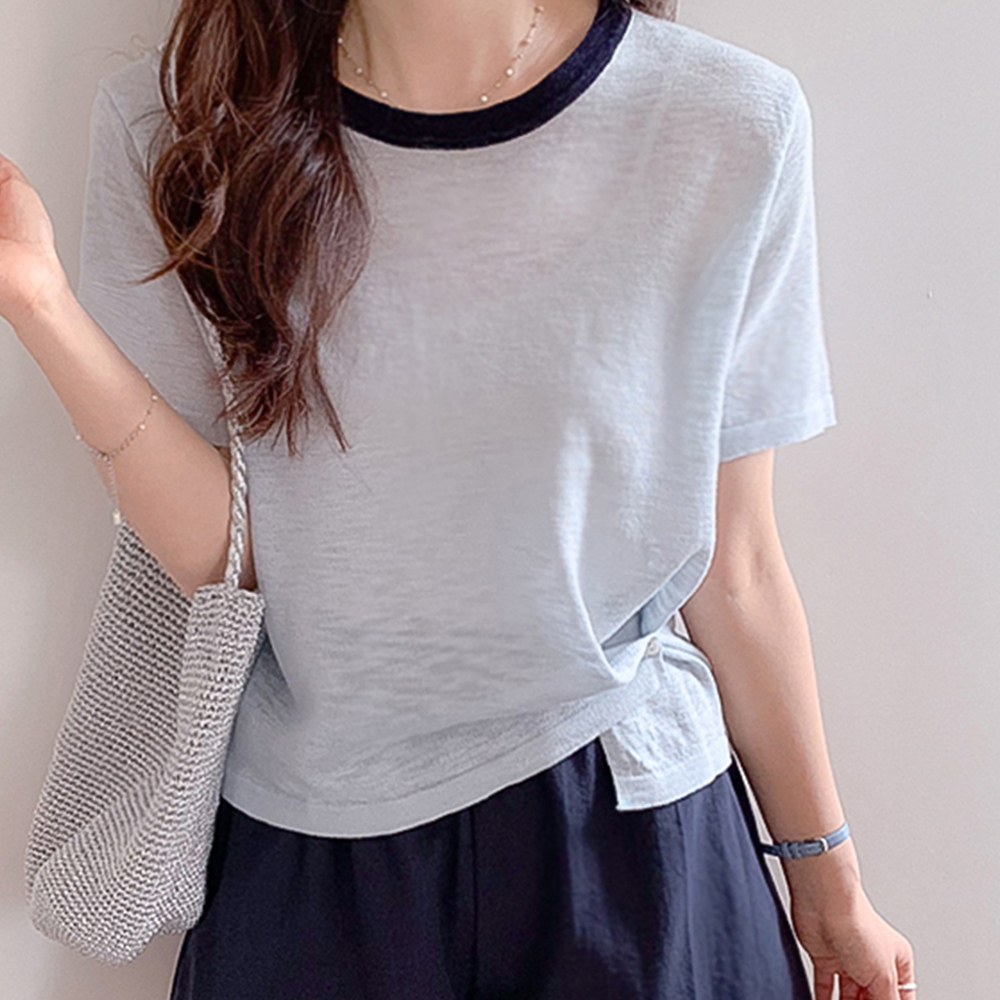 レイブ裾ボタン ラウンド配色ニット[size:F(55～66)]