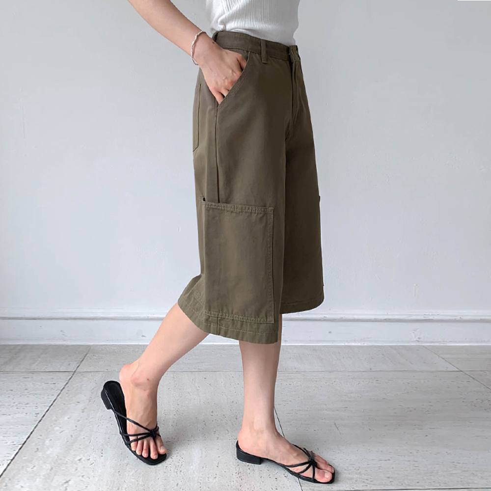 アーティドの虐殺剤でピンタックワイドカーグ 5部 バミューダパンツ [size:S,M,L]
