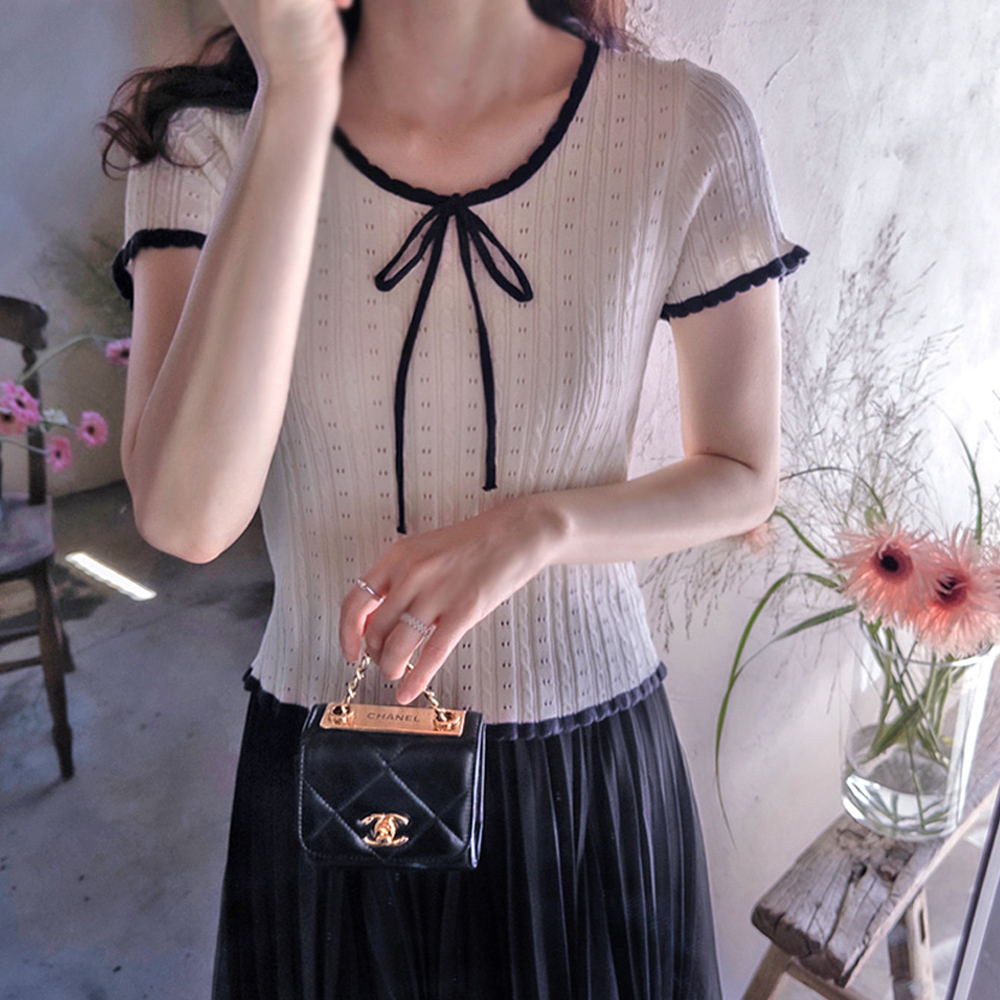 シュナーパンチング 柔らかいシックスパン配色ニット [size:F(55～66)] 