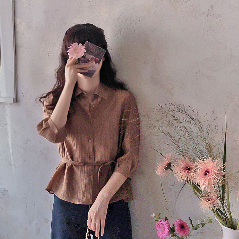 [新特価20%割引] <FONT color=#5a3954>MADE LIN</font>ゴクール リン白刺繍 シウォンテンセル ヨリフィット ウエスト ブラウス[size:F(55),L(66～77)] [～8月8日まで]