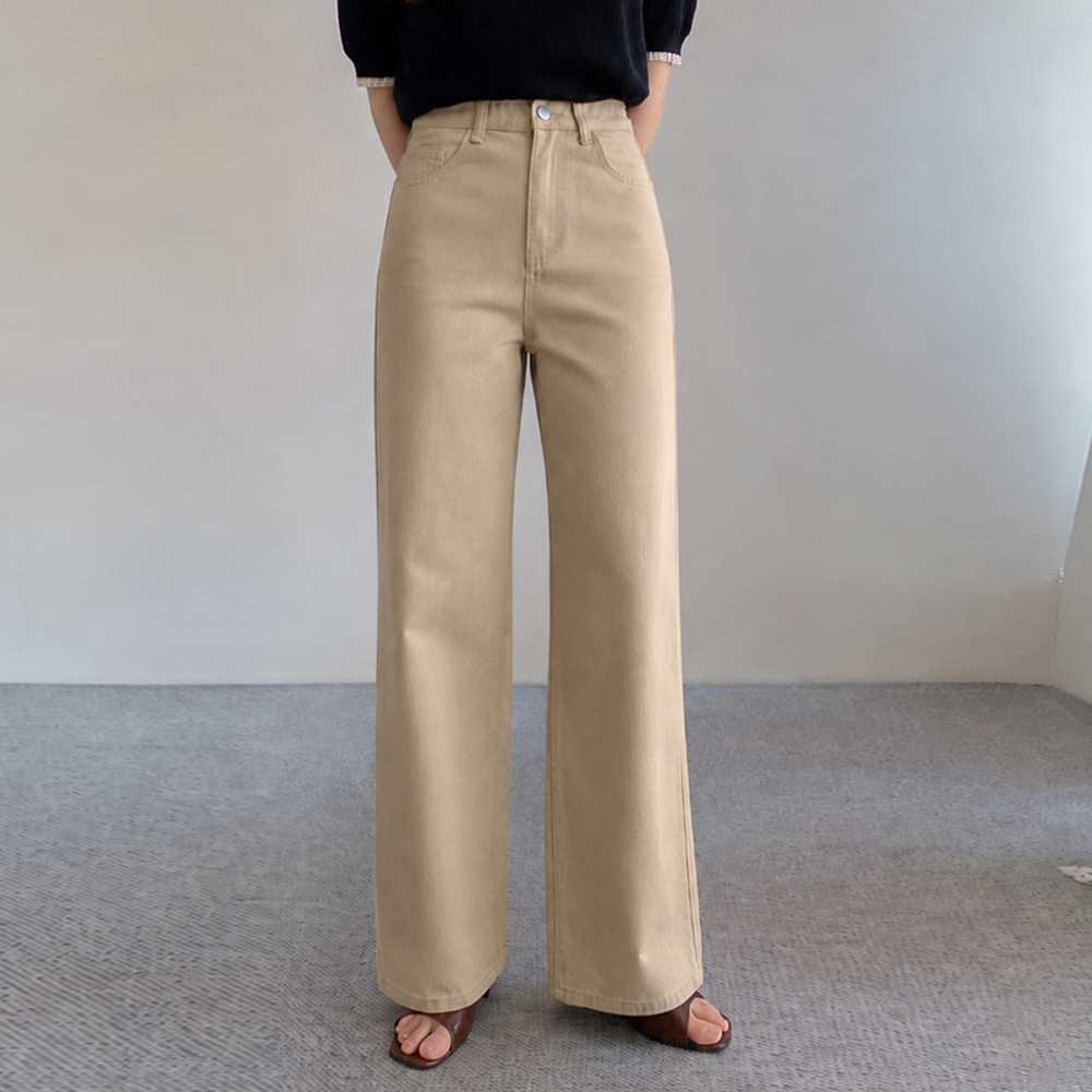 ルシアストレートセミワイドコットンパンツ(ショット/基本/ロング) [size:S,M,L,XL,2XL]