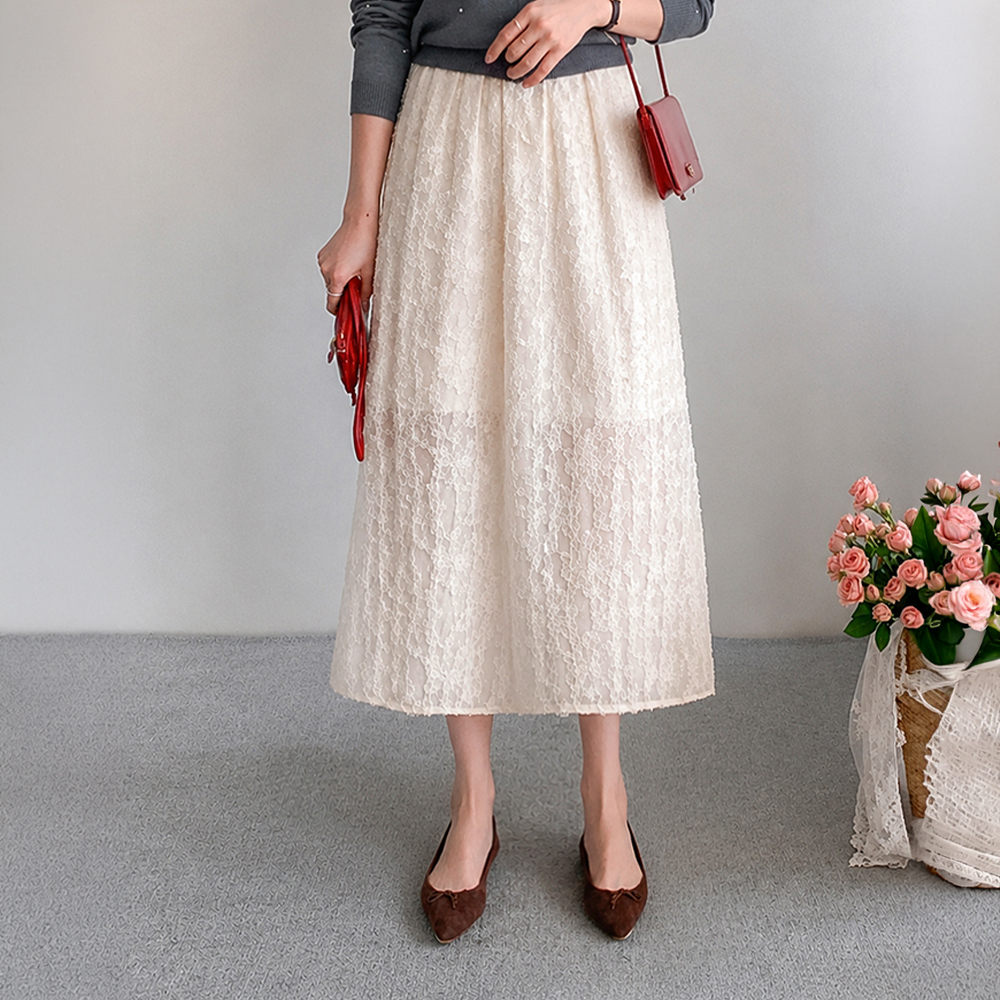 【新賞特価12%セール】MADE LIN フリーアラプレイスバンディング ロングスカート[size:F(55～66盤)]