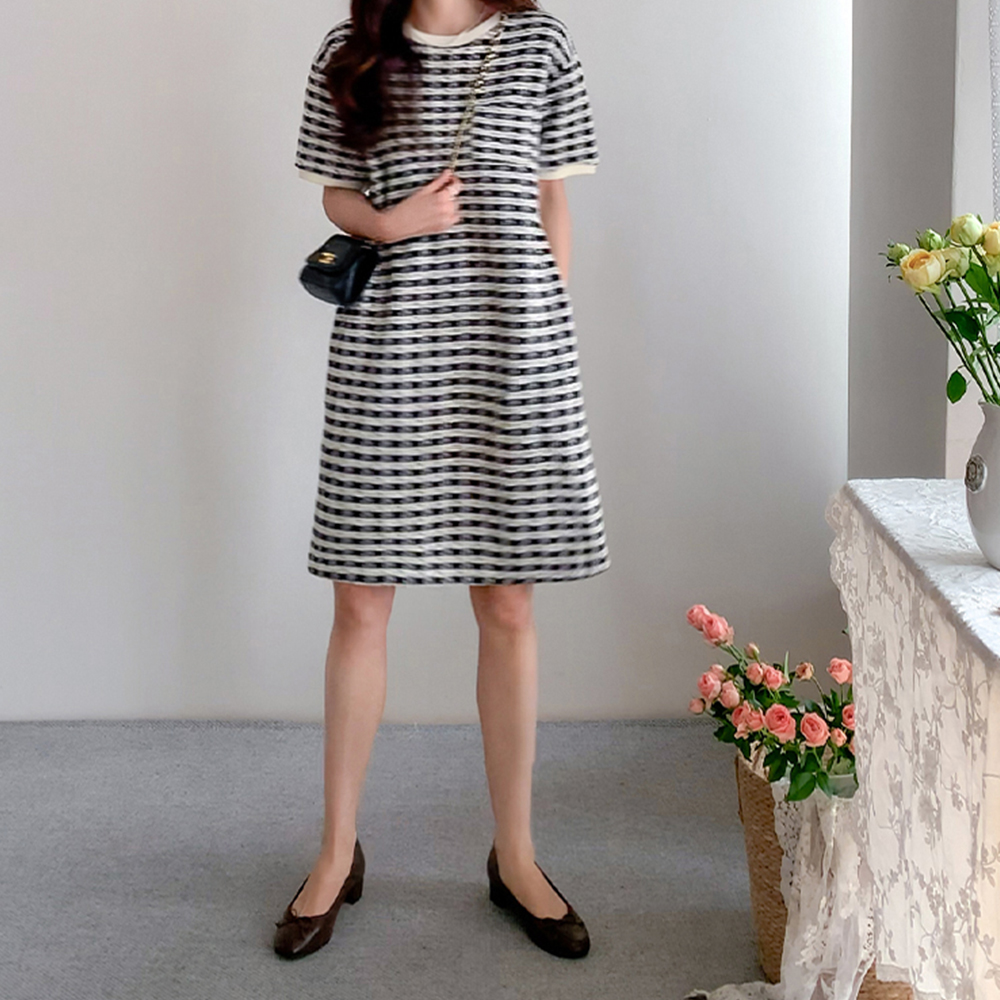 【新特価18%セール】MADE LIN ロニア 快適なツイードライクワンピース【size:F(55～66)】