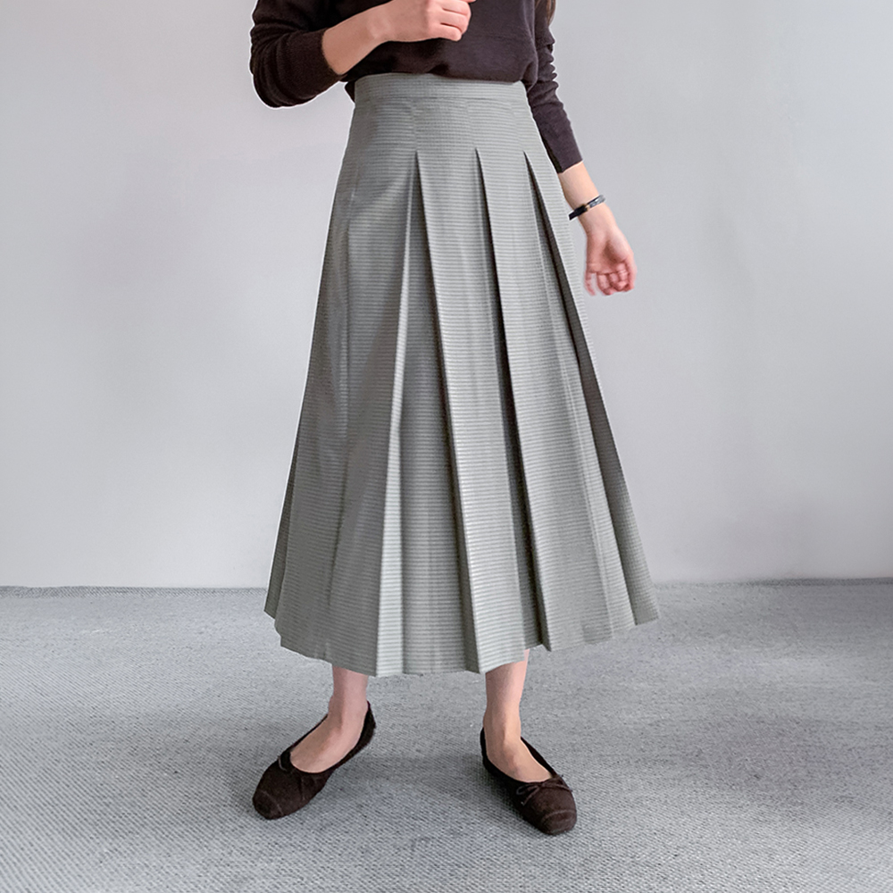 [新商品特価12%セール]MADE LIN マイデイザンチェック プリッツ ロングスカート[size:S,M]