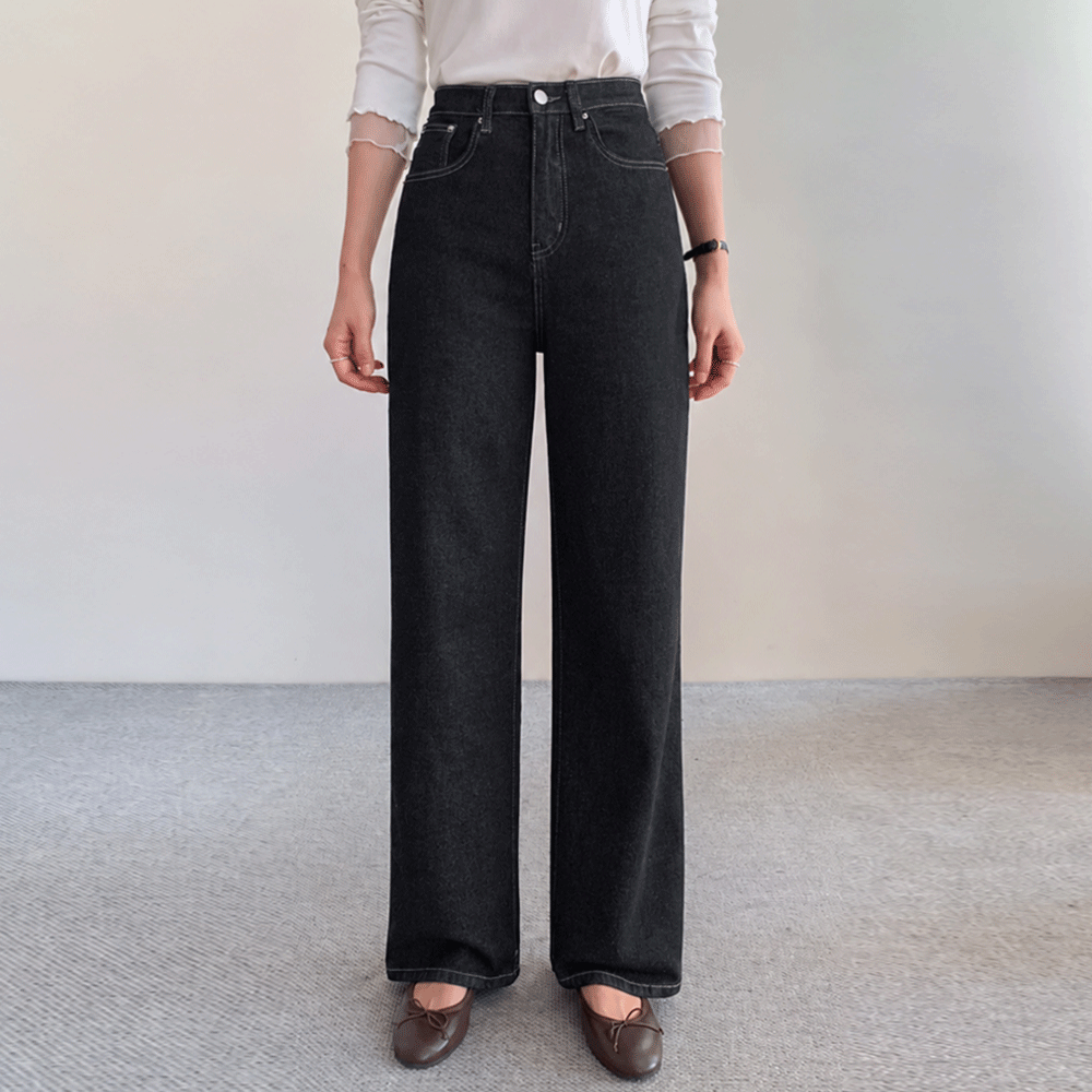 リバスノンフェードストレートワイド生地パンツ（ショット、基本、ロング）[size:S,M,L,XL,2XL]