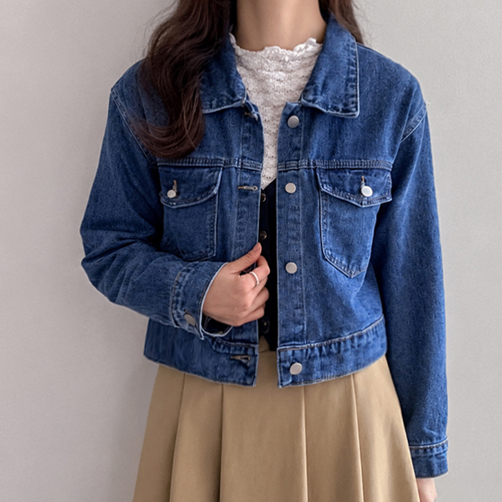 ビクトリアクラシックウォッシング クロップド 青ジャケット[size:F(55～66)]