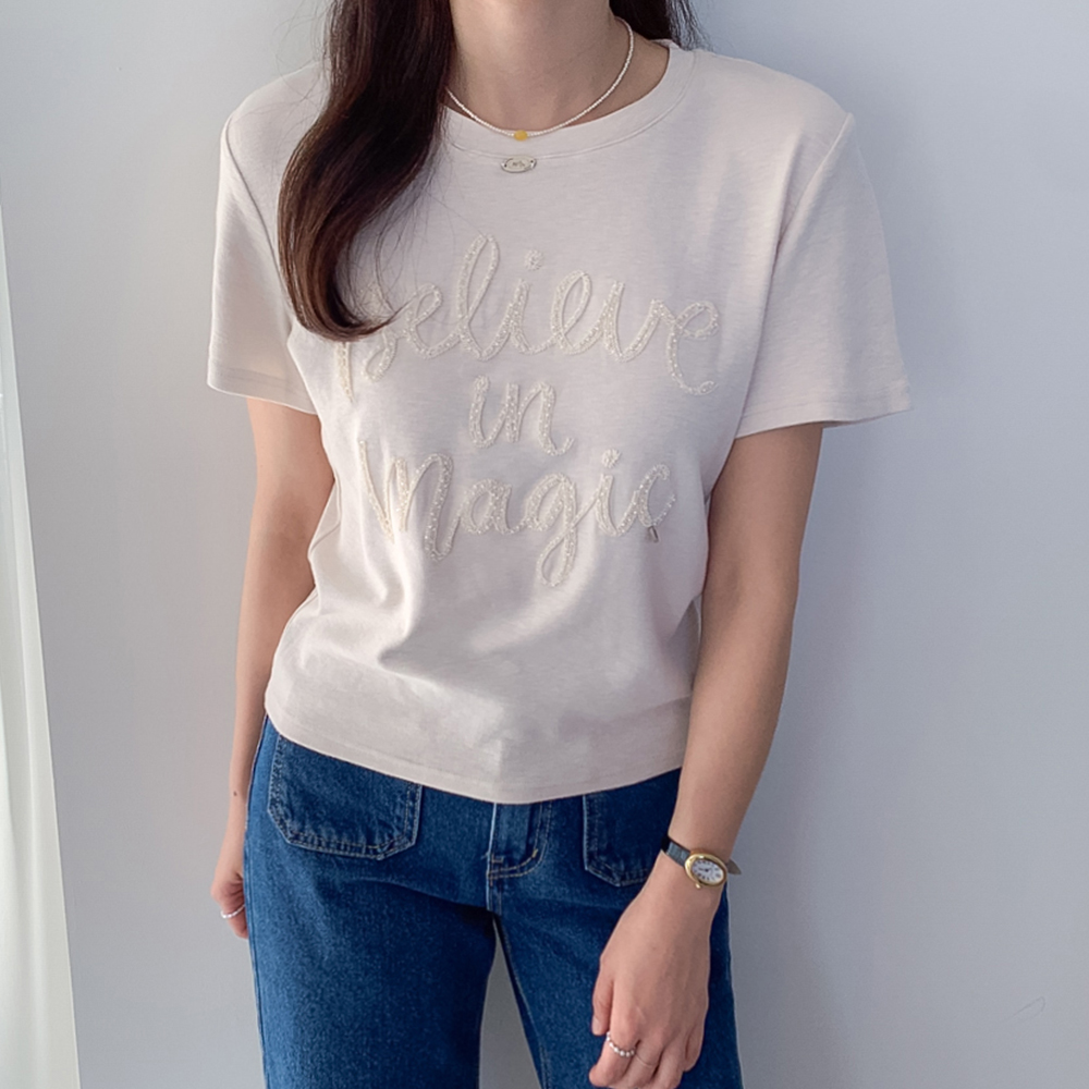 リアちゃん得レタリングペンダントウール半そでTシャツ[size:F(55～66)]