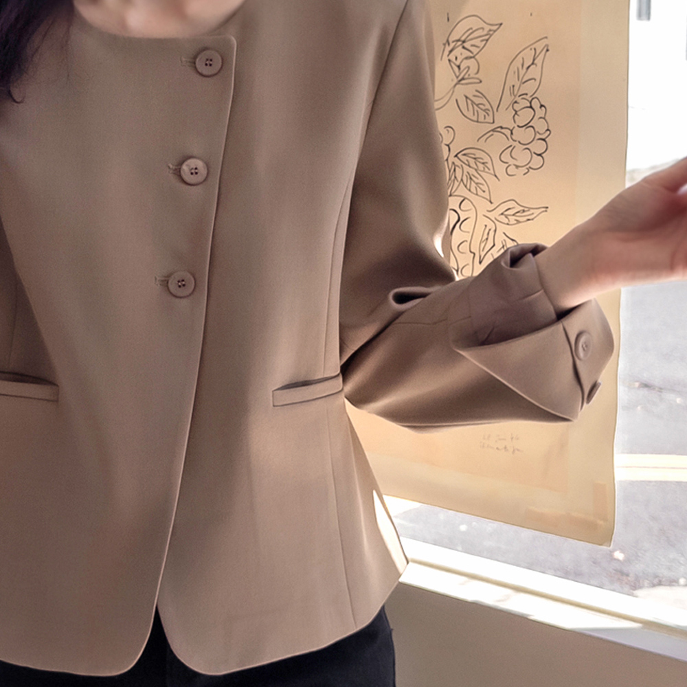 [新特価15%割引] <FONT color=#5a3954>MADE LIN</font>クランプ 斜線ボタン 弾弾柔軟高級米ジャケット [size:F(55～66),L(77～88)]