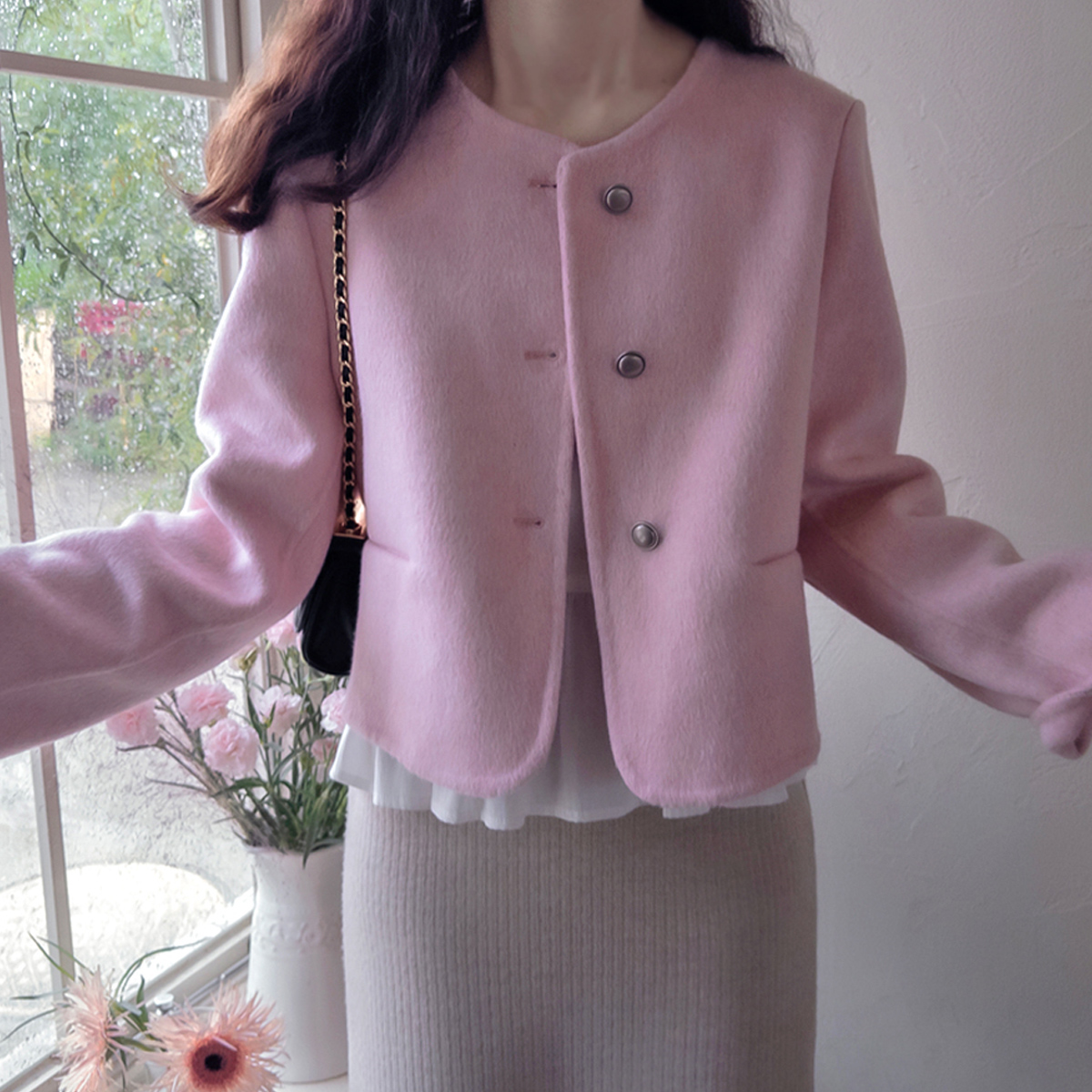 【企画限定特価】メロマンス欠けたゴクールウールバックハンドメイドアウター【size:S(55)、M(66～77)】